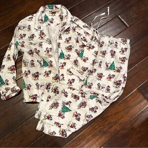 Pottery Barn Teen Flannel Disney Mickey Mouse Holiday Pajama 2p Set Youth Medium